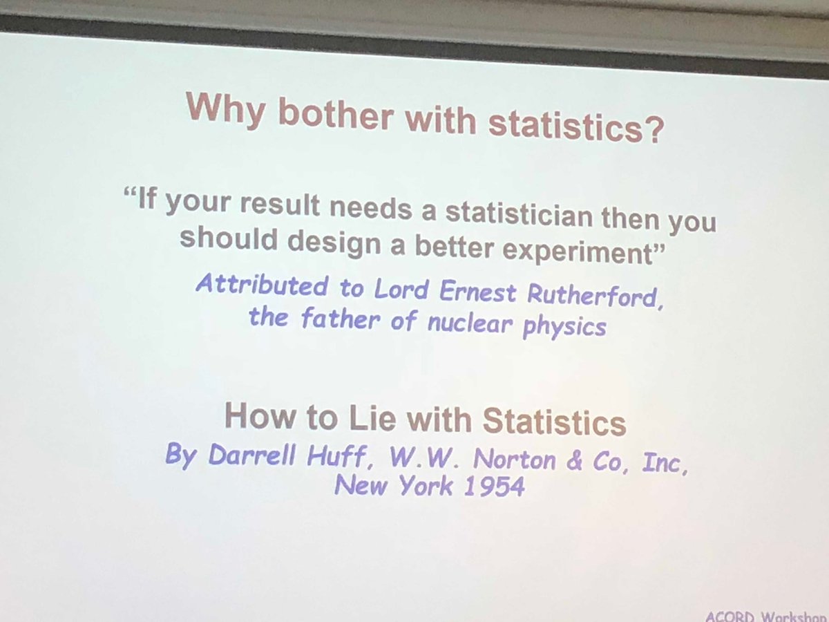 hagsie's tweet image. In #clinicalresearch we clearly need to design better experiments. Trick is our clever #biostatistical colleagues help us do that! #acord18