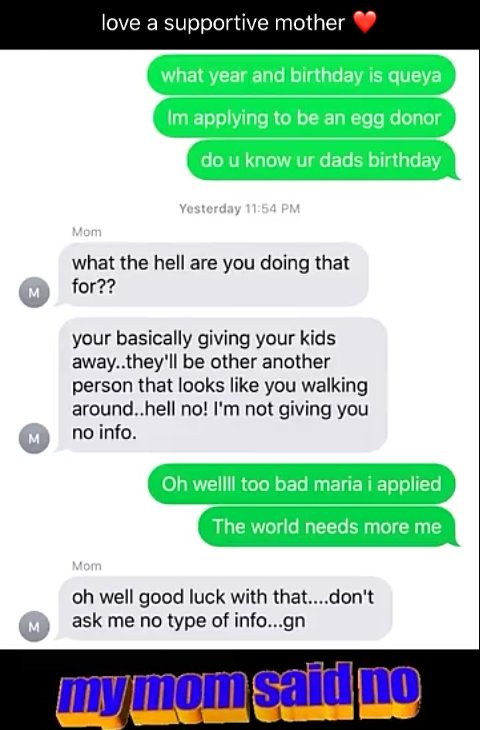 MattyOmega's tweet image. Actual conversation between my friend and her mom 😂