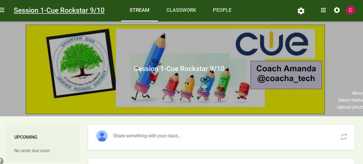 coacha_tech's tweet photo. Google Classroom goodies coming to Charter Oaks Unified School District tomorrow. #wearecue #cuerockstar https://t.co/780OUEv9O7