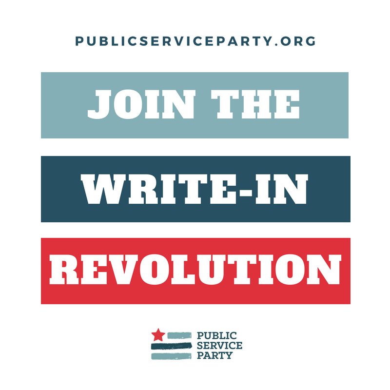 PublicSvcParty's tweet photo. @AYAmericans  The Public Service Party is recruiting young people to run as Democratic WRITE-IN candidates in districts where Republicans have no challengers. Step up and RUN. Find out how at https://t.co/U8iE51E5UY Join the #writeinrevolution #changecantwait https://t.co/NV2FvrAeob