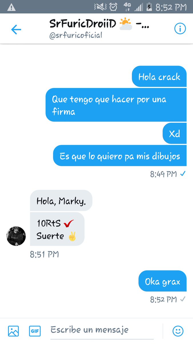10 RTs y @srfuricoficial 
Me hace una firma shida
Si me ayudan sorteo un
Dibujo