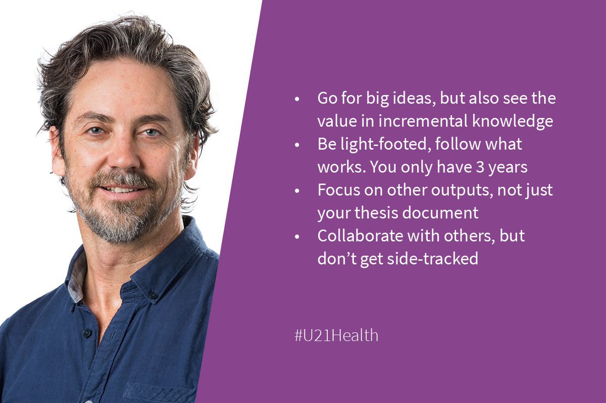 UniMelbMDHS's tweet image. Welcome to #U21Health! Today is dedicated to students – how can you develop your career beyond the PhD? 

This morning we heard from @drbrockbastian in a How to Survive the PhD masterclass. Here are the top tips: