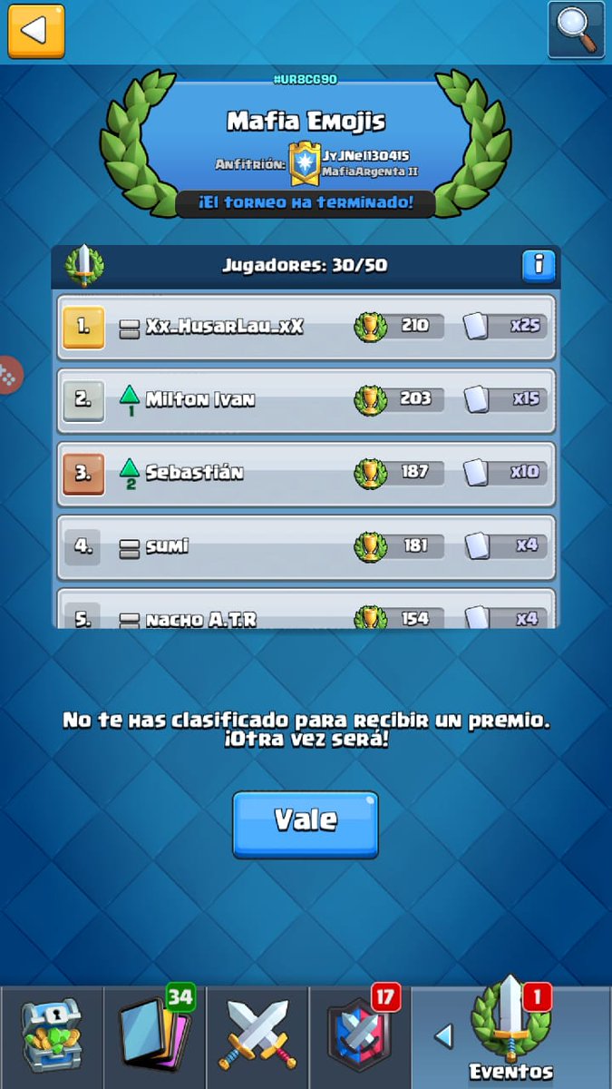 🎊Primer ganador del pack de emotes  <a href="/Xx_HusarLau_xX/">Xx_HusarLau_xX</a>  🎊
🛡️A las 24 se dará el ganador del segundo torneo 🛡️