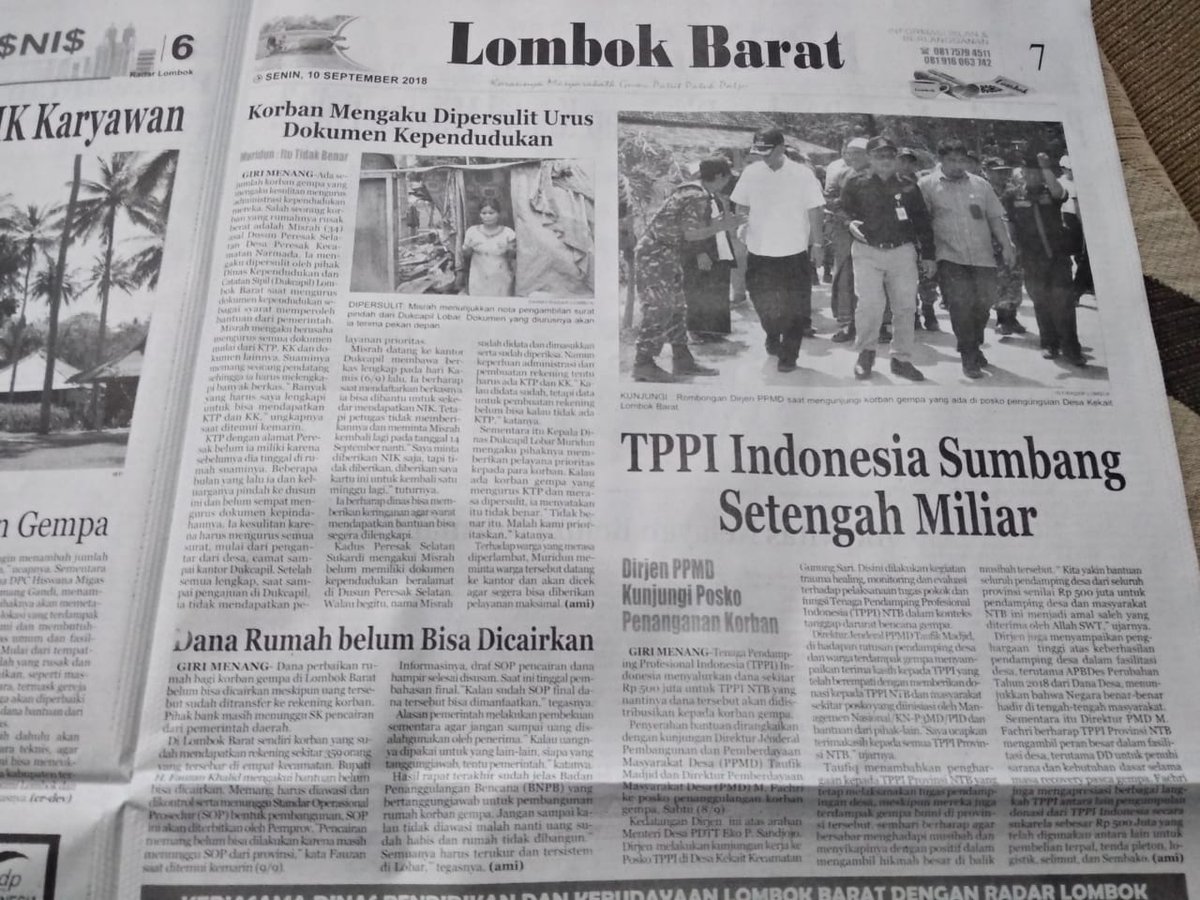 Endrisa6's tweet photo. Terima kasih @tppindonesia atas bantuannya utk korban bencana Lombok-NTB. Smg eksistensi program ini semakin dirasakan manfaatnya oleh masyarakat. 
@jokowi 
@EkoSandjojo 
@taufikmadjid71 
@SatgasDanaDesa 
@KemenDesa 
@ridhasaleh 
#PendampingDesaPeduliNTB https://t.co/Xqoew7hqyc