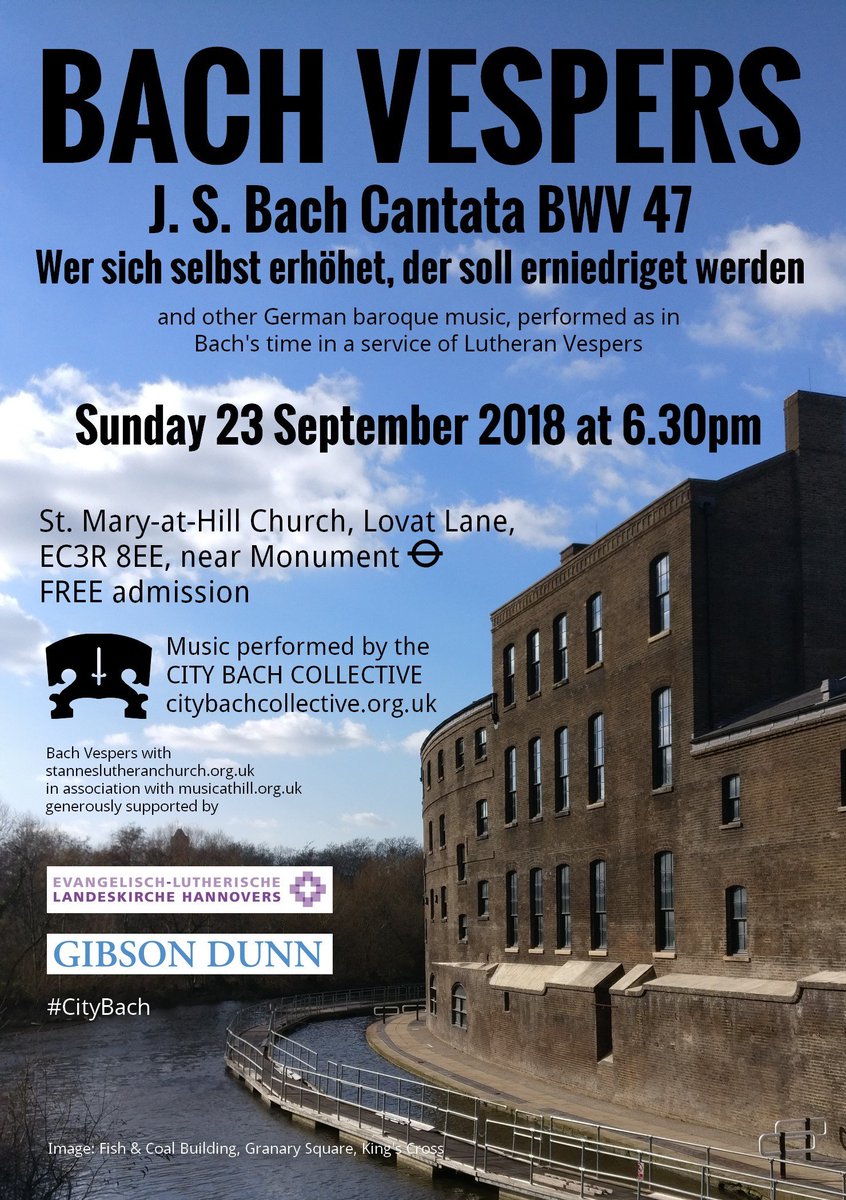 City_Bach's tweet photo. We resume #BachVespers this Autumn with BWV 47 on 23 Sept at 6.30pm. It's free to attend. https://t.co/8agx9k7wg5 https://t.co/rQapIQNNCf