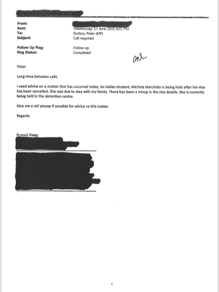AirlieWalsh's tweet photo. JUST IN | This is the email Peter Dutton received from his former QLD Police colleague. #aupair #9news #auspol https://t.co/kMpVtFsRma