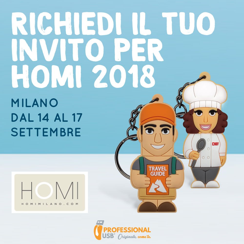 ProfessionalUsb's tweet photo. Anche quest’anno siamo presenti alla fiera HOMI a Milano Rho. Vieni a trovarci al Padiglione 18 - Stand C15.
#professionalusb #pendrive# chiavettausb #usbkey #flashdrive #portachiavi #keychain #keyring #italiandesign #idearegalo #regalo #HOMI18 #design #fieramilano https://t.co/TKsp7jmOEb