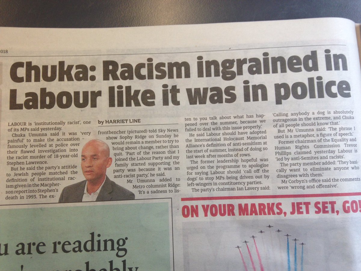 @Jonathan_K_Cook One campaign  #LabourAntisemitism  was not enough as public stopped paying attention- the new campaign is rolling up #LabourRacism And the guy who started shitting the own nest could compared his colleagues to the dogs. Chuka Umunna is aTory insider- Trojan horse! @jeremycorbyn