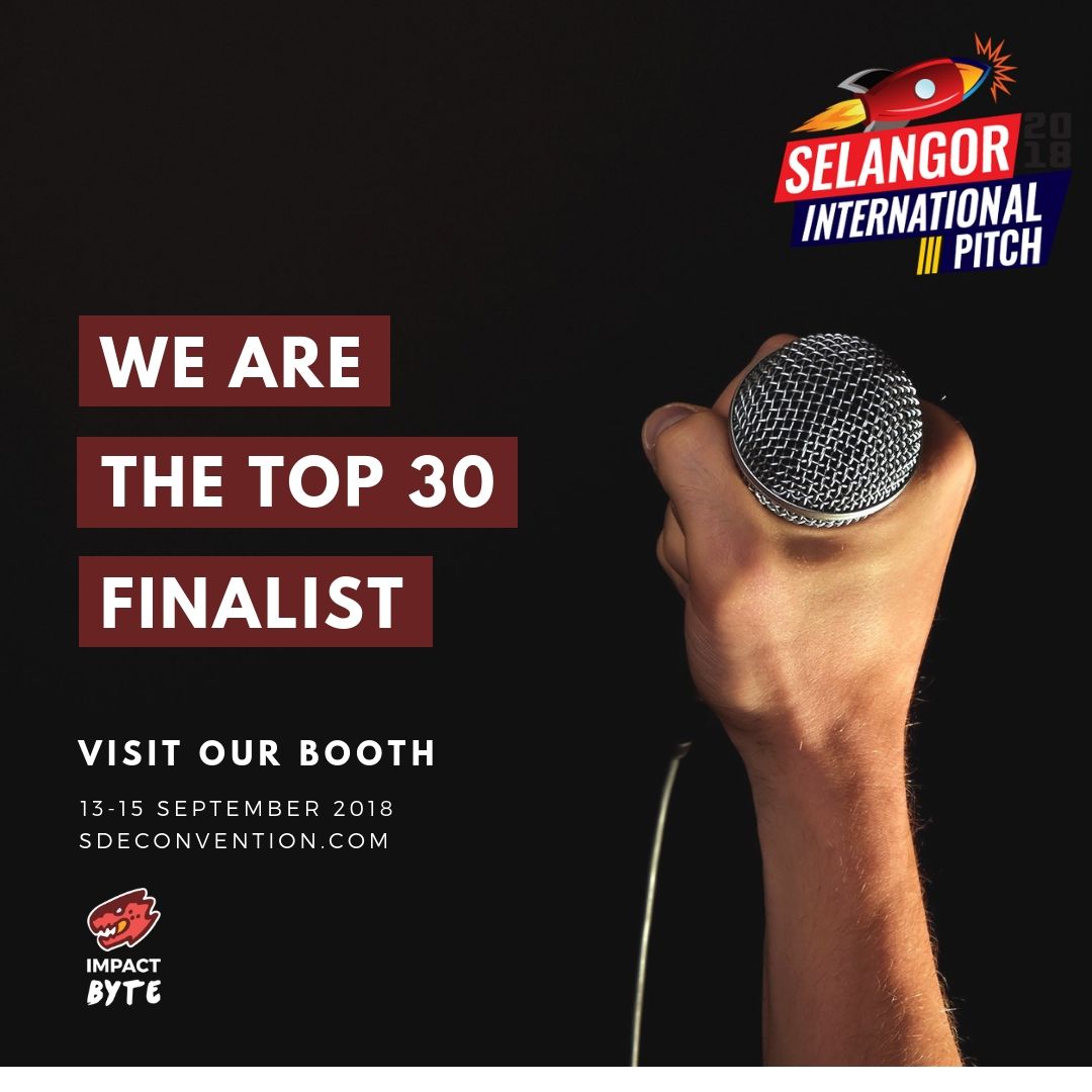 ImpactByte's tweet photo. Good news from Impact Byte

We got selected to be one of finalists of Selangor International Pitch Competition 2018.

Don't forget to visit our booth from 13-15 September 2018.

#ImpactByte #CodingBootcamp #MakeImpactWithYourCode #Selangor https://t.co/AE1YA9m8HK