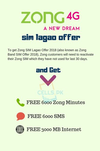 CellsPk's tweet photo. With #Zong4G #SIMLagao Offer 2018, Now Enjoy #FREE 3GB #Internet, 6000 Zong Minutes & 6000 SMS (Latest) -> https://t.co/c9XIRHldmB https://t.co/MqkXVsX8xT