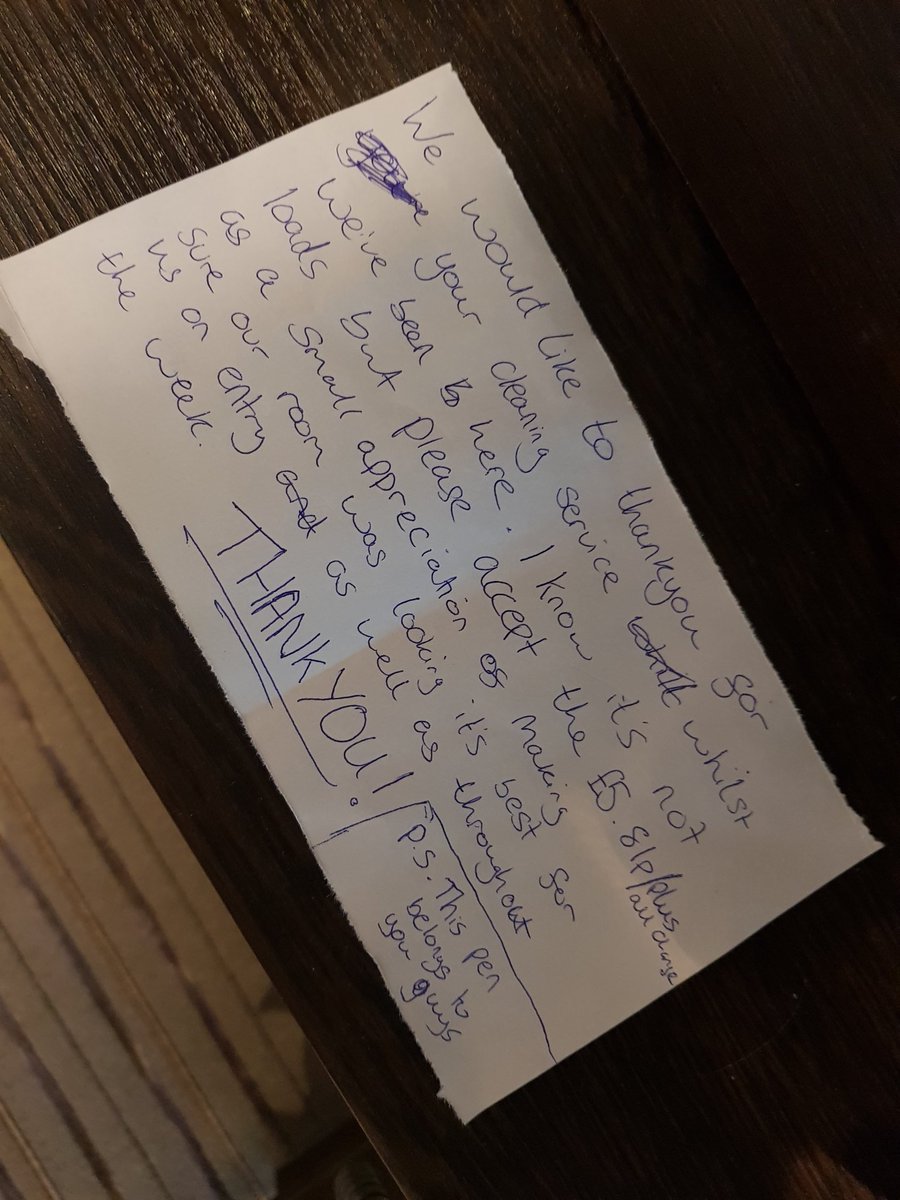 Nice letter left from a guest #ateamthatcare 💜 <a href="/RikkiQuinlan/">RQPI</a> <a href="/SDEBDD/">simon ewins</a>