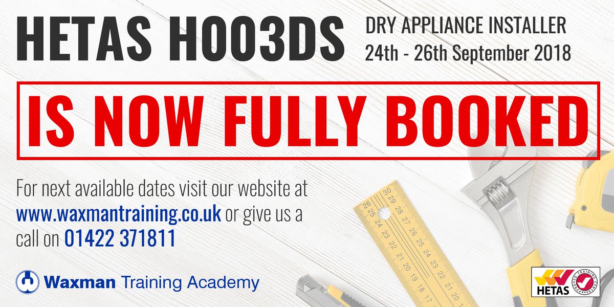 We are fully booked for our #HETAS #H003DS Dry Appliance Installer course at the end of the month, for other dates head over to waxmantraining.co.uk 🗓️ 🙂

#DryApplianceInstaller #Heating #Stoves #TrainingCourse #FE #TradeSkills #Winter2019