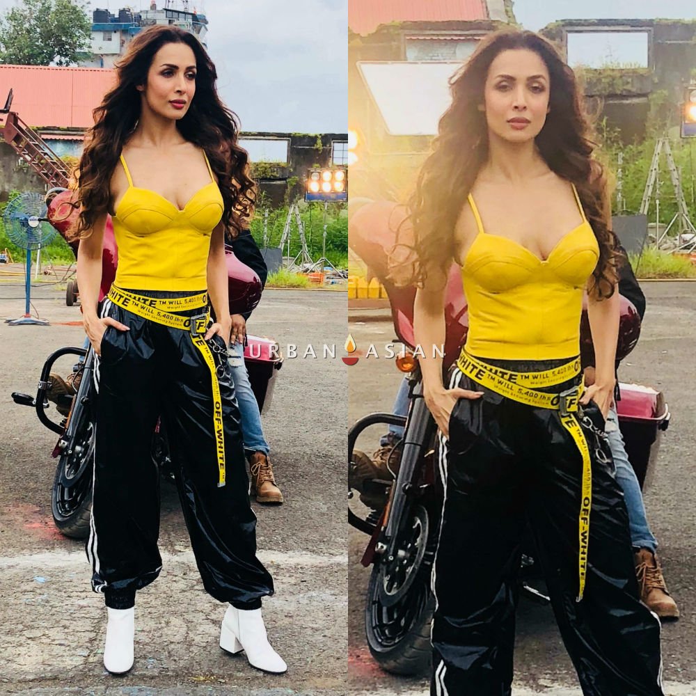 UrbanAsian's tweet photo. #MalaikaArora is sure turning the temperature high in this Leather corset by @pilardcl and Joggers by #PurplePaisley. Her look styled by #ManekaHarisinghani was completed with an off-white belt and #Nubikk boots https://t.co/s1EJltswpP
