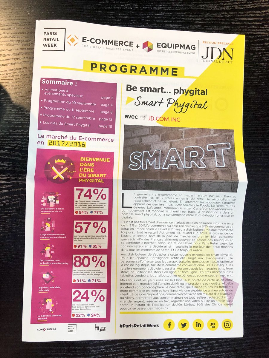 #Retail #innovations  Et hop ! Le salon #ParisRetailWeek ouvre ses portes aujourd’hui ! Pour bien le préparer voici la version numérique du programme  👉 bit.ly/2CBI5wb  A noter la présence de <a href="/Google/">Google</a> <a href="/AlibabaGroup/">Alibaba Group</a> <a href="/Apple/">Apple</a>  <a href="/amazon/">Amazon</a> J'y serais et vous ?  @PRWOfficial
