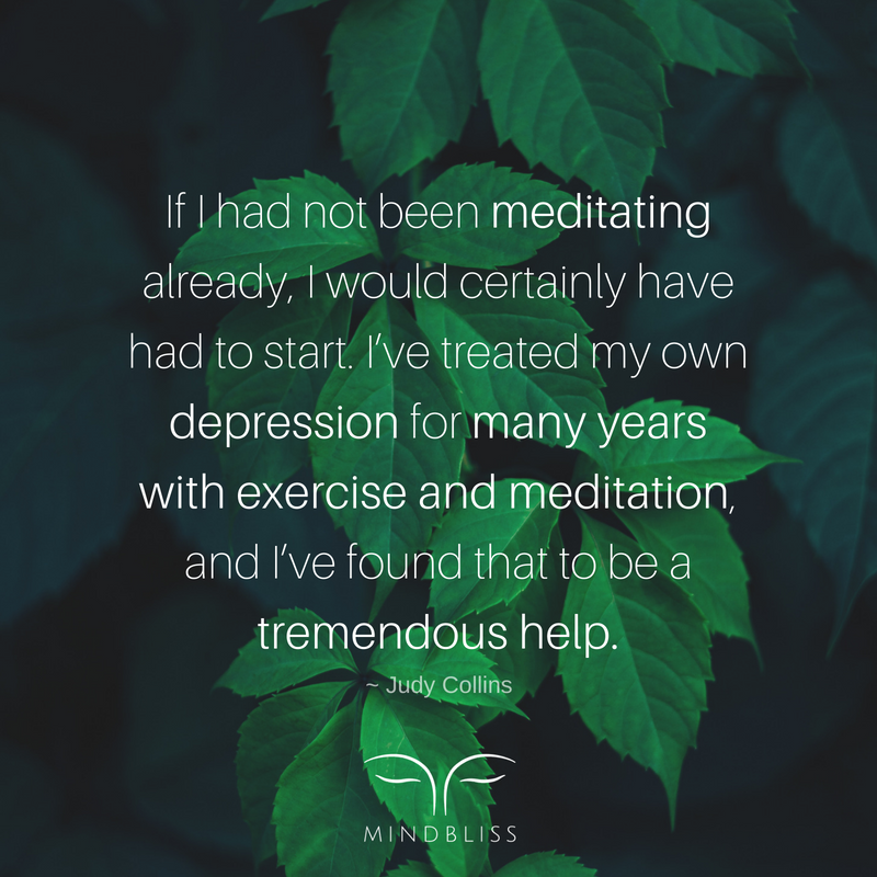 MindblissInc's tweet photo. I very much recommend a meditation program. The whole picture of how to recover from this has to do with body, mind, and spirit. That's applicable to any kind of depression. ~Judy Collins https://t.co/5biIltUpG0