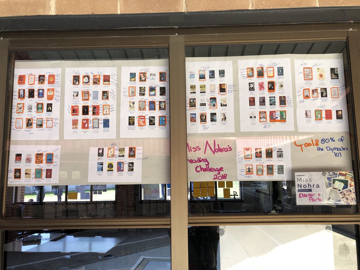 CorridaNohra's tweet photo. Getting students involved in reading showing them my #readingchallenge using the #dymocks101 list. Have added small details about the books I have read. #studentsreading #literacy #highschoolteacher https://t.co/k7v4lo8Kg0