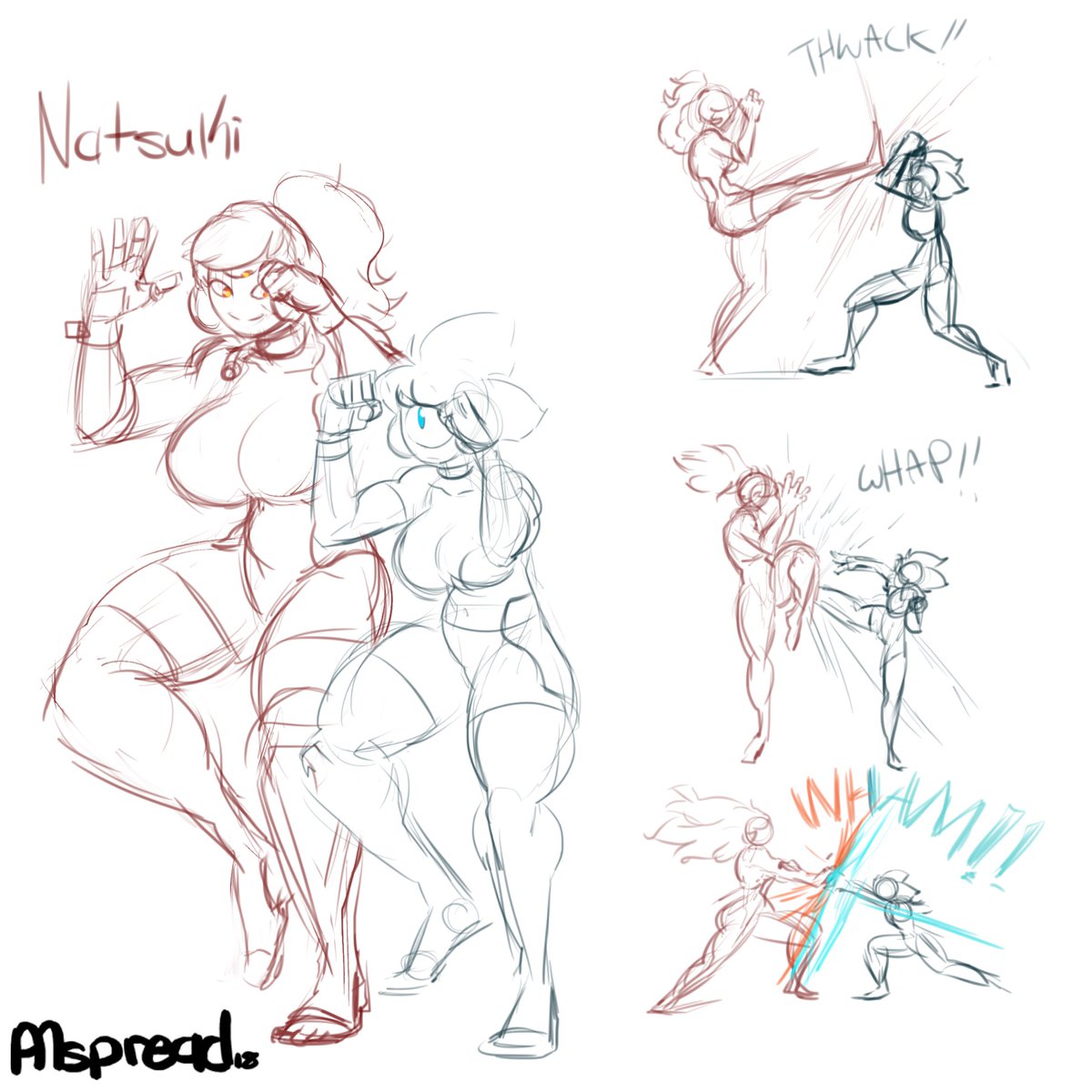 pumspreadart's tweet photo. Sketches of current day Monoka practicing muay thaiwith her teacher. #art #artwork #Monoka #monstergirl #pumspread #pumspreadart #digitalart #digitalartwok #muaythai #fighting #digital https://t.co/wJ1dzJLsNr
