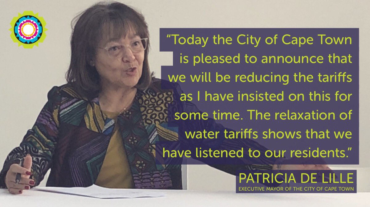PatriciaDeLille's tweet photo. Again, I want to thank every Cape Town resident for saving water. It is thanks to your efforts and good rain that our dams are at 68% full compared to the 38% they were in September 2017. Let’s continue to save water as we enter our dry summer months. https://t.co/GmDqmgMDbR