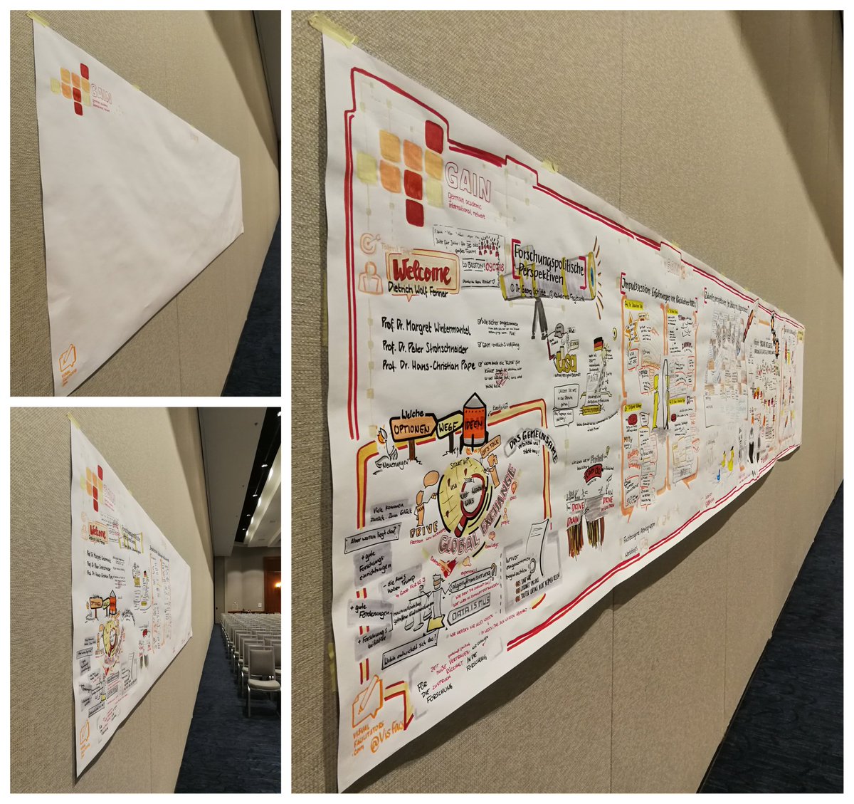 SciVisTo's tweet photo. Step by step and day by day the graphic recording was growing as the bonds and connections at #GoGain18 https://t.co/YlFZTmi4vu