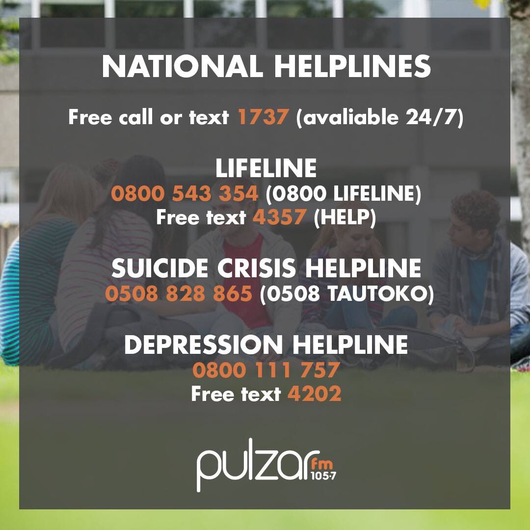 PulzarFM's tweet photo. Today is World Suicide Prevention Day

If you or someone you know needs to talk, these are the current helplines available in New Zealand ❤️ https://t.co/GD9cuduewl