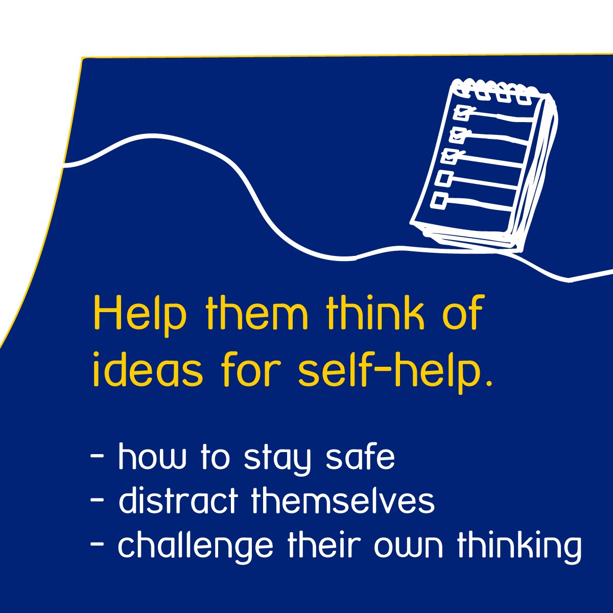 MindCharity's tweet image. It can be distressing if you're worried about someone who feels suicidal. You may feel unsure of what to do, but there are lots of things that might help. #WSPD bit.ly/2M2dirZ
