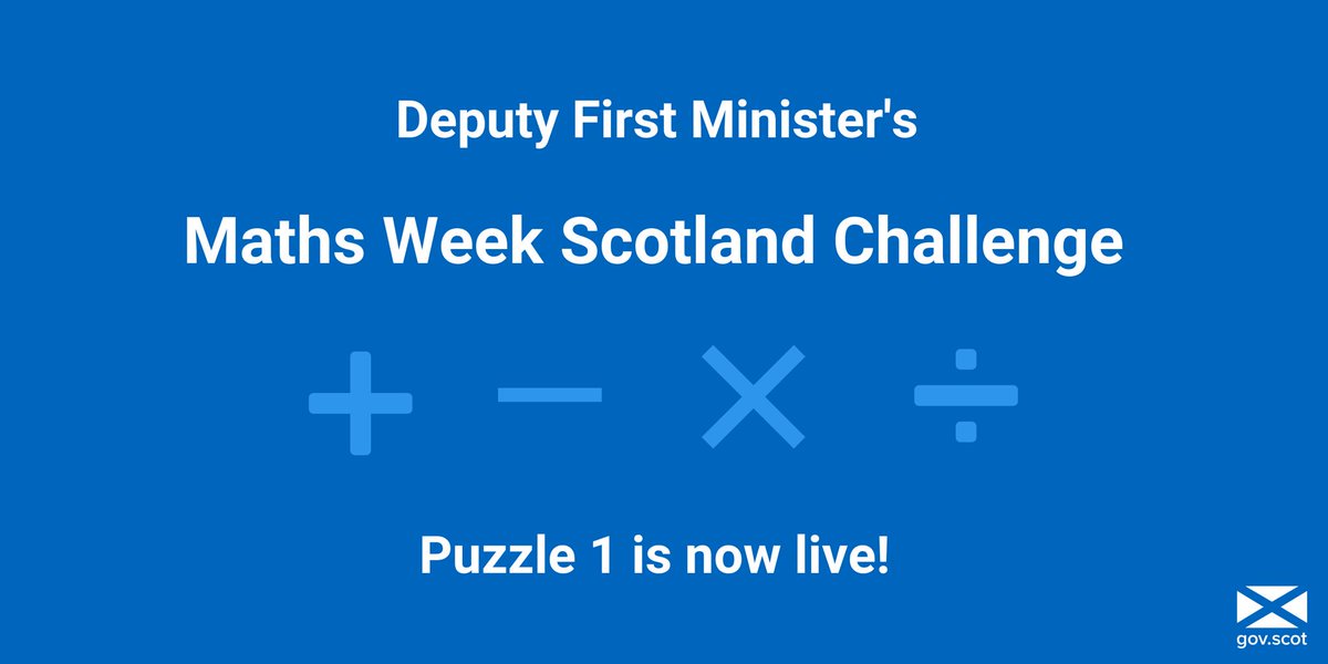 It is #MathsWeekScot 2018 and I am delighted to launch the first of seven daily puzzles I will be tweeting this week. For help, check out the videos created by <a href="/BBCScotLearn/">BBC Scotland Learning</a> with <a href="/aap03102/">Chris Smith MBE</a> . The puzzle is here: bit.ly/2wZP9Na