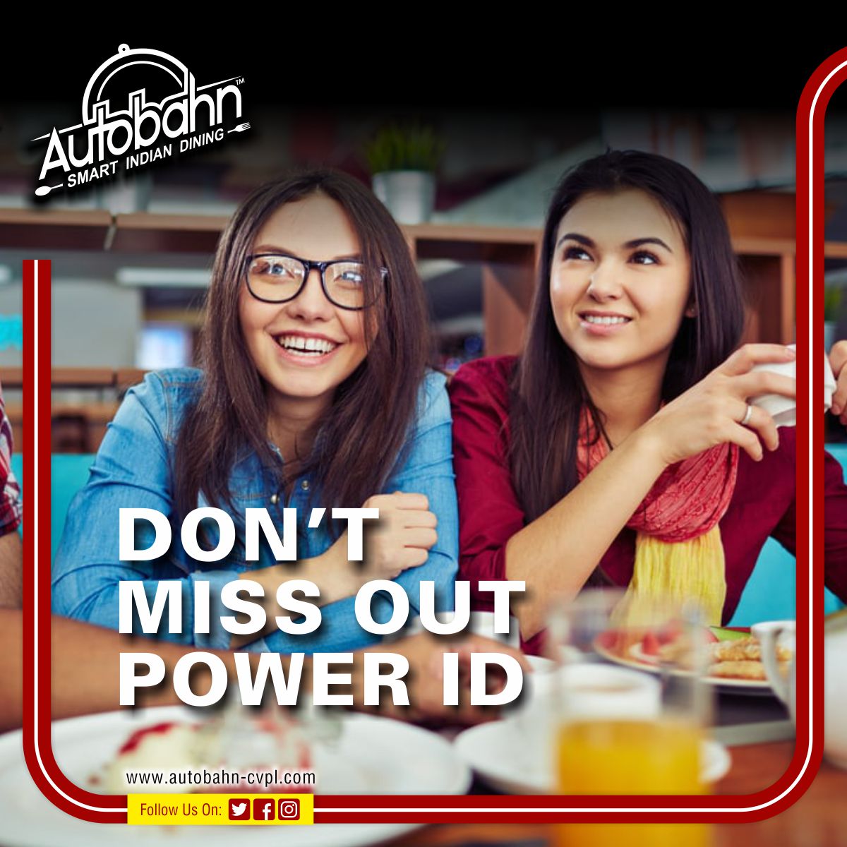 AutobahnPune's tweet photo. Dont miss out our id power deal @ Autobahn 
call +91 9067076474 for reservations T&amp;C apply
.
.
.
#Autobahn #foodlovers #restaurant #Indiancuisine #Spices #Dining #Automatedfood #Phoenixmarketcity #Pune #Vimannagar #birthdaycelebration #corporatemeetings #kittyparty #reservation https://t.co/VaoiWgd9wU
