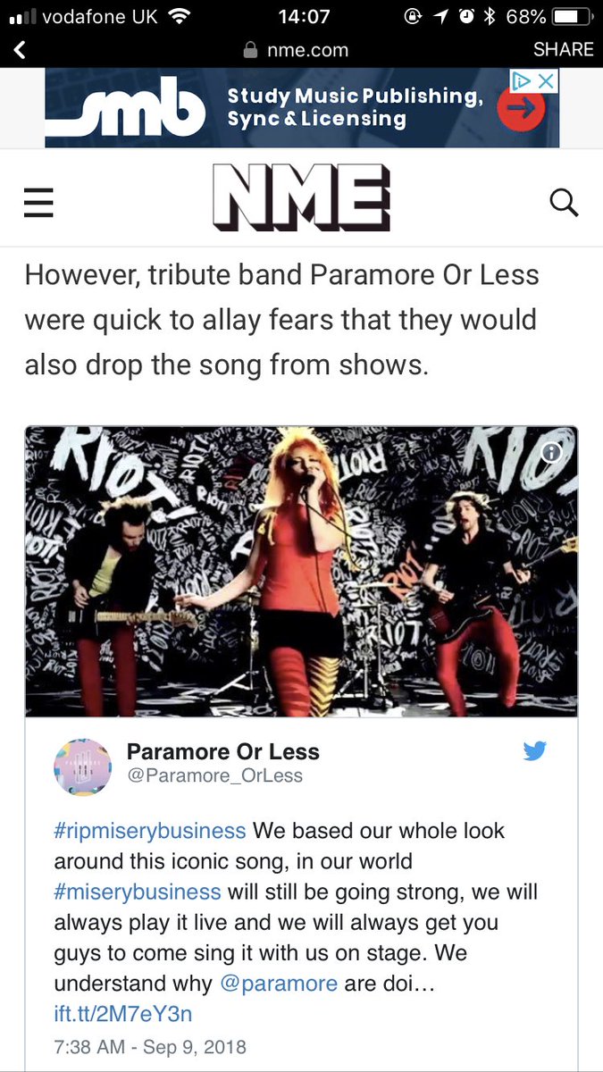 KellyHampSinger's tweet photo. Thanks for the mention @NME from @Paramore_OrLess and myself #nme #ParamoreArtFriends #paramore #paramoreorless #paramoretribute #paramoretributeband #ripmiserybusiness https://t.co/Rq4UA8ASu0