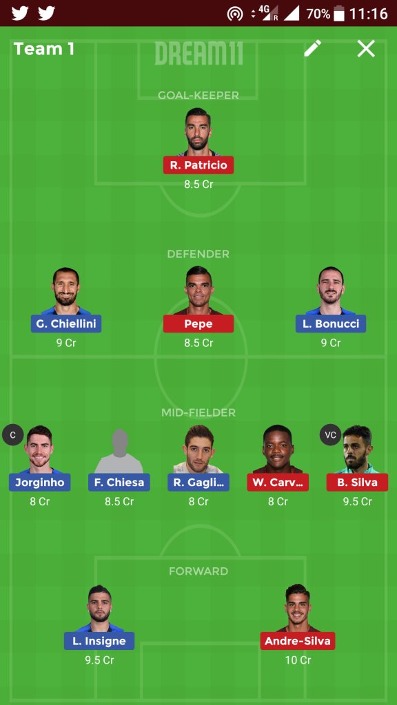 khelbuzztweets's tweet photo. ITA vs POR Dream11 Fantasy Football Team Prediction - 10 Sep https://t.co/NdzWuKX5dY #cricpick. Join our Dream11 Prime Plan at Rs. 200 per month only - https://t.co/8YWim6vbQl https://t.co/wvg817NGDU