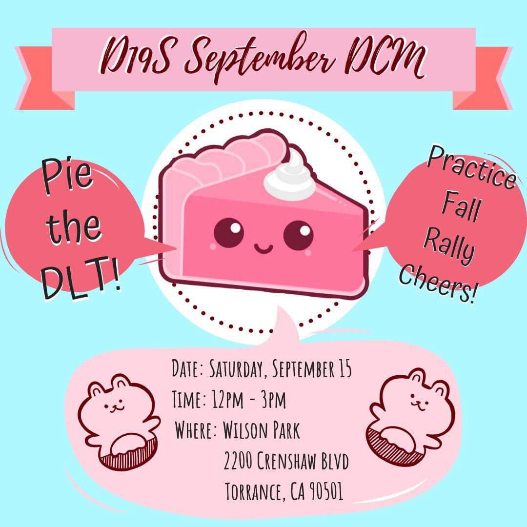 BeastieBunnies's tweet image. Division 19 south is having our September DCM on September 15! Come out to learn fall rally cheers &amp;amp; pie the DLT! See you there 💗