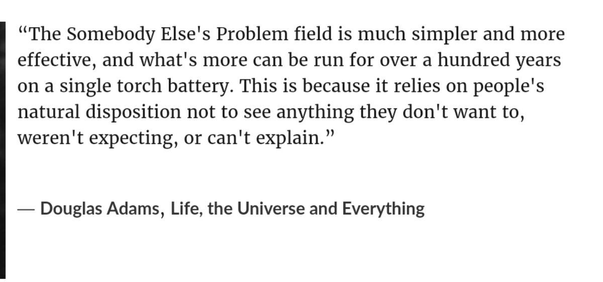 Throughout the negotiations to Leave the EU, it seems as if  #BrexitReality and especially the Irish border issue has been subject to a rather large Somebody Else's Problem field. #FinalSay  #PeoplesVote