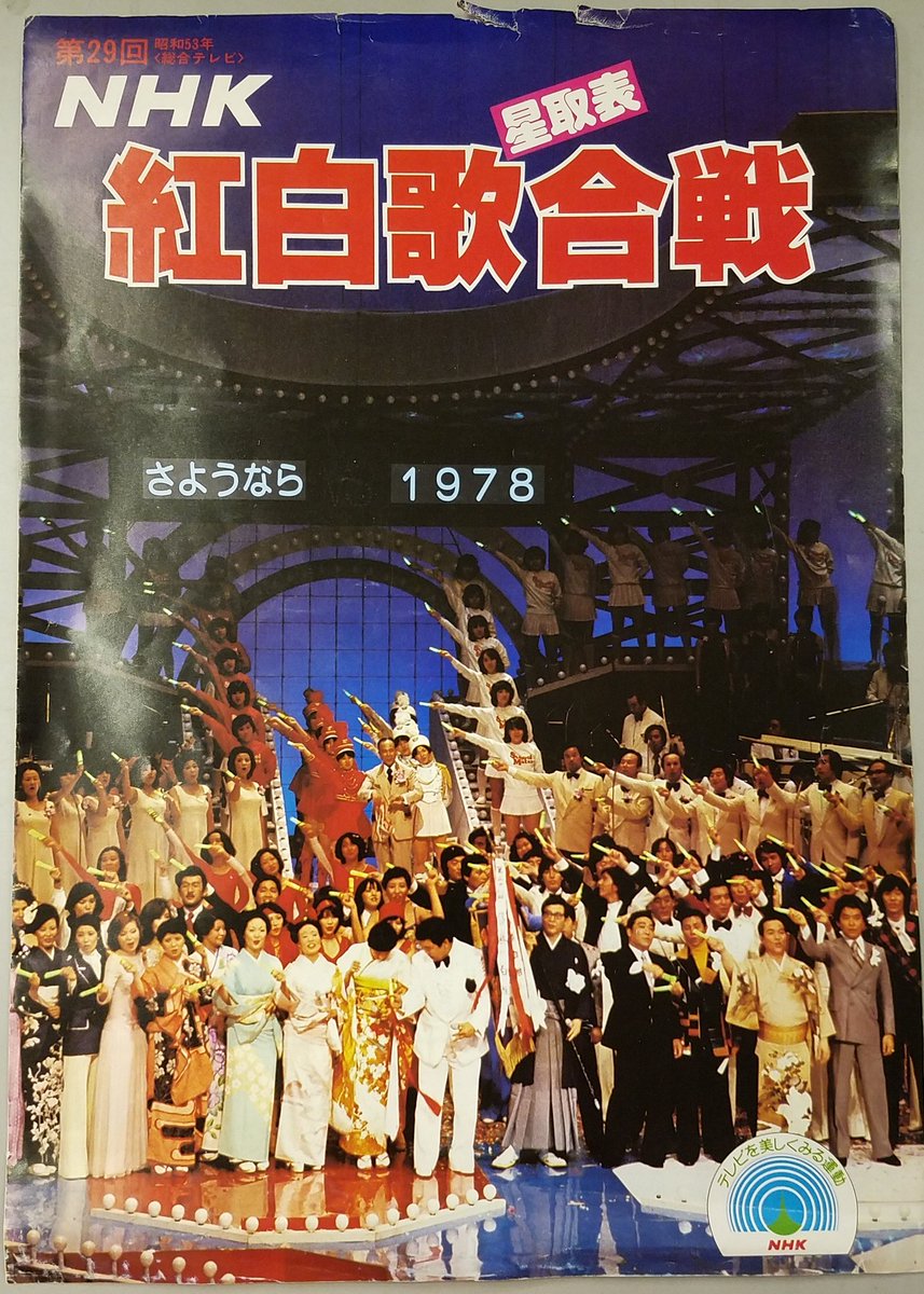手近にあったんで、1978年の第29回NHK紅白歌合戦星取表置いときます