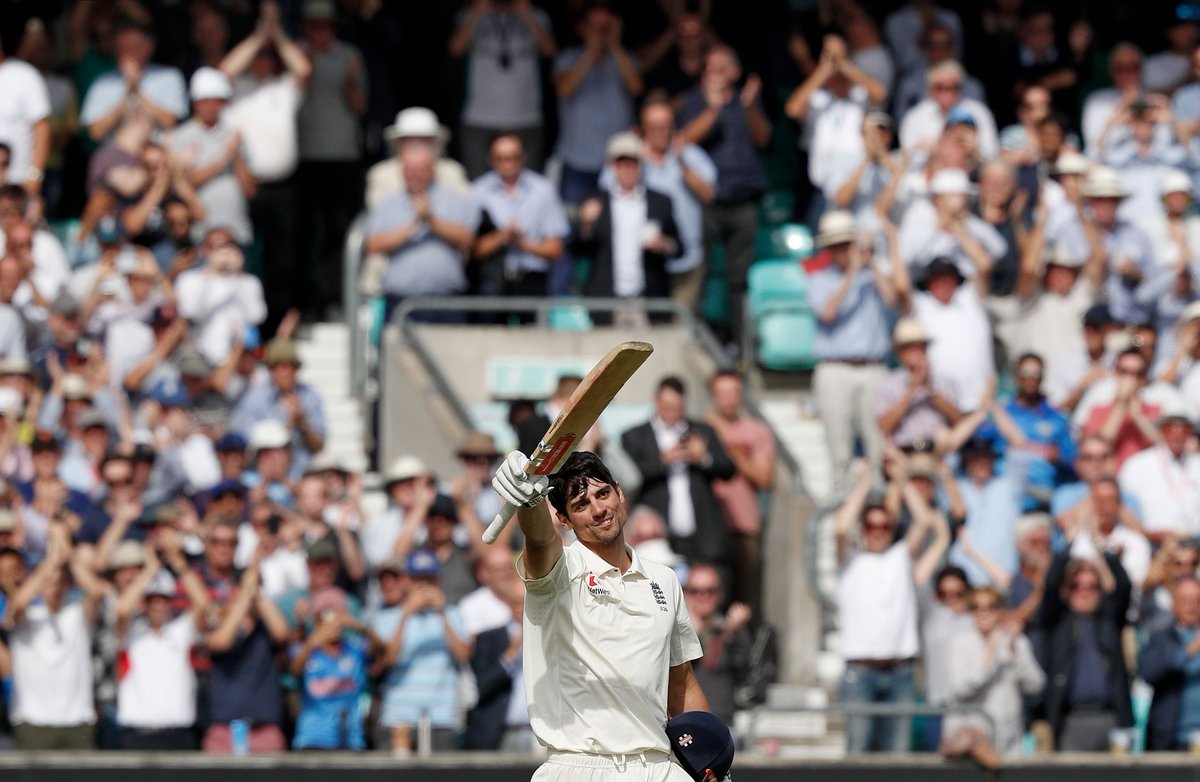 Hundred for Alastair Cook in his last Test innings. A special moment for a special player! A feat which even the greatest of greats were not able to achieve. He must have dreamt about this moment and now he's living it #INDvENG