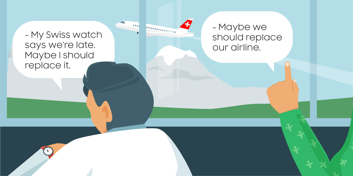 skycopcom's tweet photo. Switzerland is the country of clockwork precision, right? Don‘t make people doubt it! Pay out the compensations faster and nobody will steal your title. #flyswiss? #Skycop #SWISS #Airline #UnhappyCustomer #PassengerRights #Delayed #Cancelled #Flight #Compensation https://t.co/NaeneuTGq2