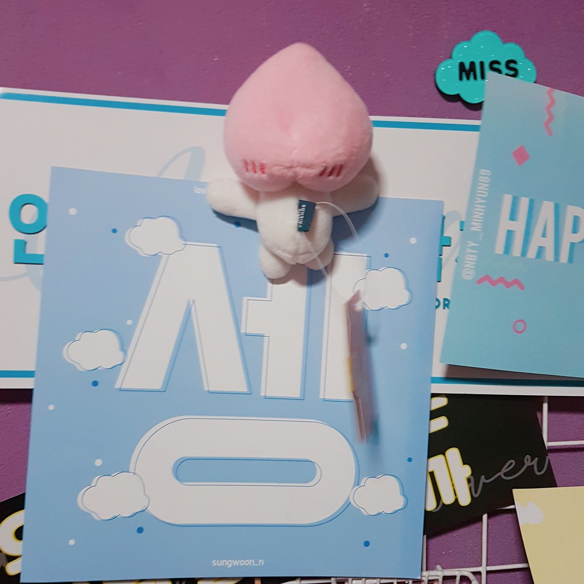 ayynisa_'s tweet image. Lololol my baby apeach clinging onto life protecting my seng square banner!!! 😂😂😂😂😂 #itsamess