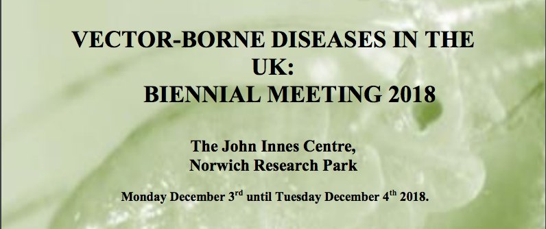 infravec2's tweet photo. #Meeting Monday: Registration open until November 11th for the #VectorBorneDiseases in the UK Biennial Meeting 2018, December 3-4, 2018 in #Norwich, UK. #Infravec2's Alain Kohl @KohlLabCVR is one of the speakers. #VectorResearch #VectorConference https://t.co/MXU3sMICxP https://t.co/Q4Txto1bfS