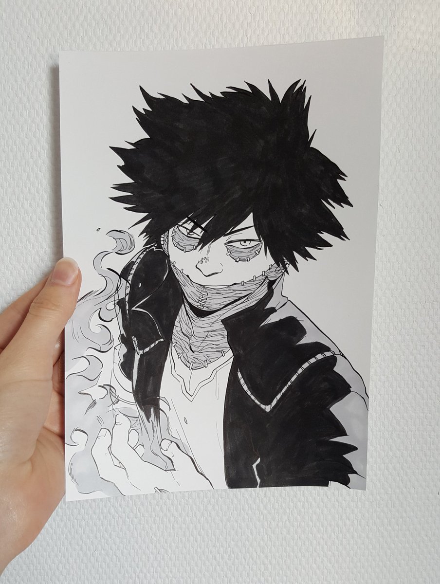 People wanted to see some Dabi drawn on regular ol' paper ? used dip pen, pentel brush pen and alcohol markers 