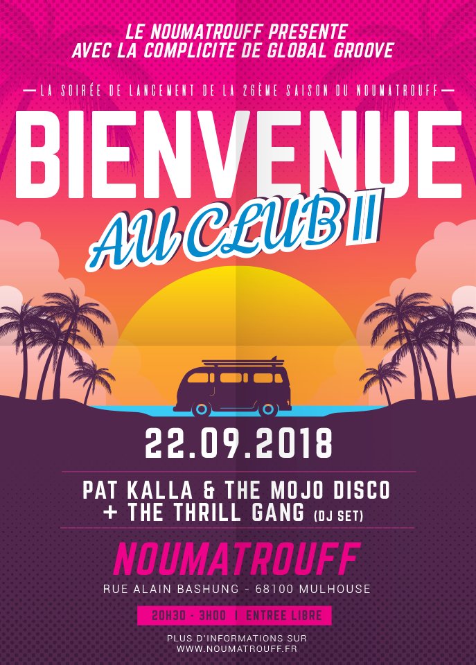 Ville de Mulhouse (@mulhouse) on Twitter photo C'est aussi la rentrée pour le <a href="/Noumatrouff/">Noumatrouff</a> à #Mulhouse !
Amateurs de #musiquesactuelles, vous êtes #BienvenueAuClub samedi 22 septembre pour la soirée de lancement de saison, aux rythmes de l'afro-disco de #PatKalla !🎶😎 #Gratuit bit.ly/2Q4G3r6 C'est aussi la rentrée pour le <a href="/Noumatrouff/">Noumatrouff</a> à #Mulhouse !
Amateurs de #musiquesactuelles, vous êtes #BienvenueAuClub samedi 22 septembre pour la soirée de lancement de saison, aux rythmes de l'afro-disco de #PatKalla !🎶😎 #Gratuit bit.ly/2Q4G3r6