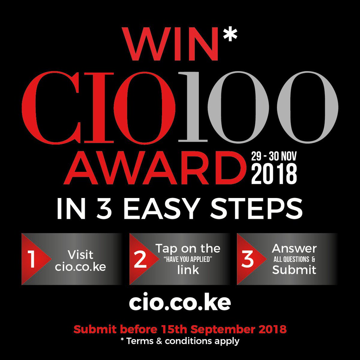 dx5ve's tweet photo. As the deadline is fast approaching, have you submitted your project?

#CIO100AwardsEA is the most sort after Awards in East Africa's IT ecosystem.

For a chance to win an award at the upcoming event, Click here: https://t.co/V0m8APVYiC https://t.co/UjXyZOWxTj