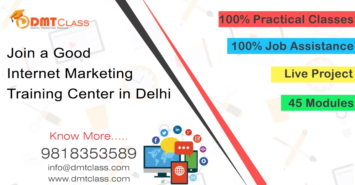 dmtclass's tweet image. Join a good Internet Marketing Training Center Delhi
#Practical Classes
#45Modules
#JobAssistance
#liveproject
Call @ 9818353589 
Visit: dmtclass.com