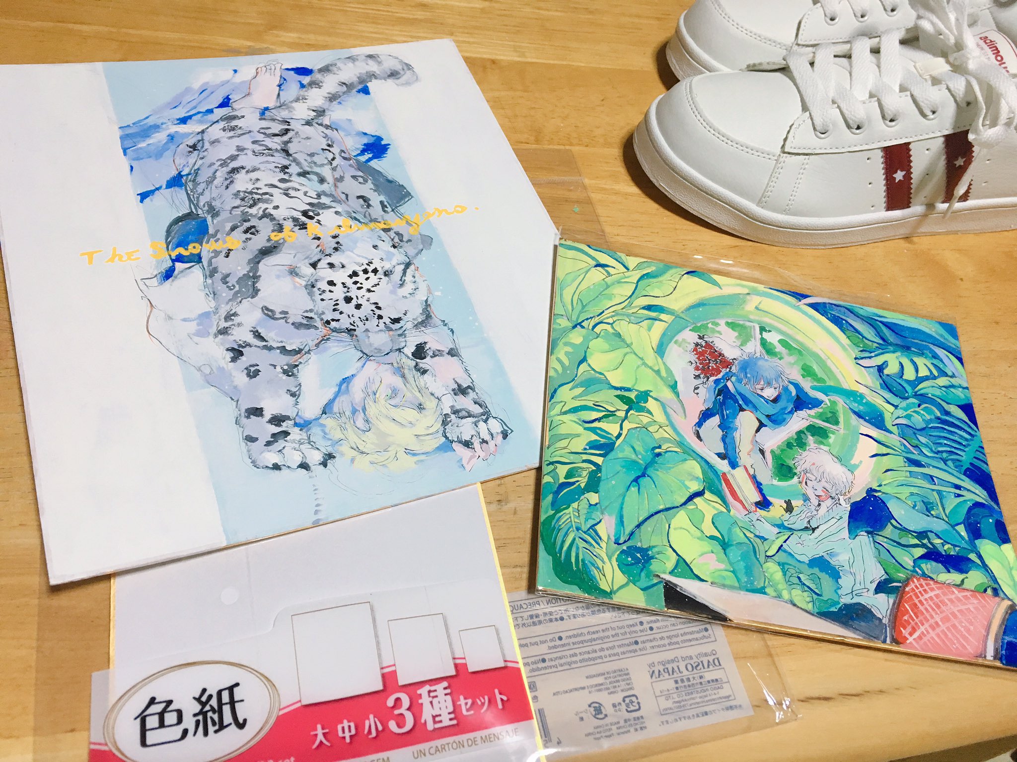 アナログで絵描く時大体ダイソーの色紙なんだけど手軽なイラストボードみたいでめちゃくちゃ助かる この3種セットの中が サイズ丁度良くてこれだけのセットがほしい T Co Jmqpjocutp Twitter