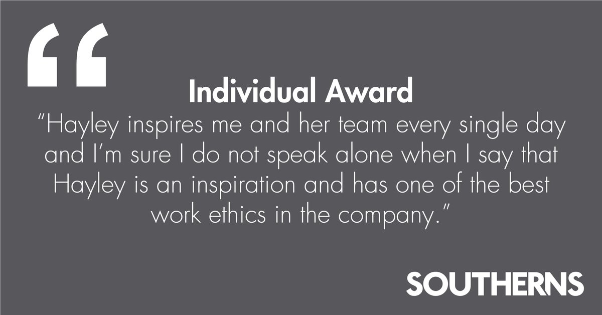 Earlier this year we launched ‘The People #Awards,’ allowing colleagues across the Group to nominate one another for going that extra mile, being inspirational, and having a positive impact on the business. Well done to Hayley from Southerns who won an award this month...