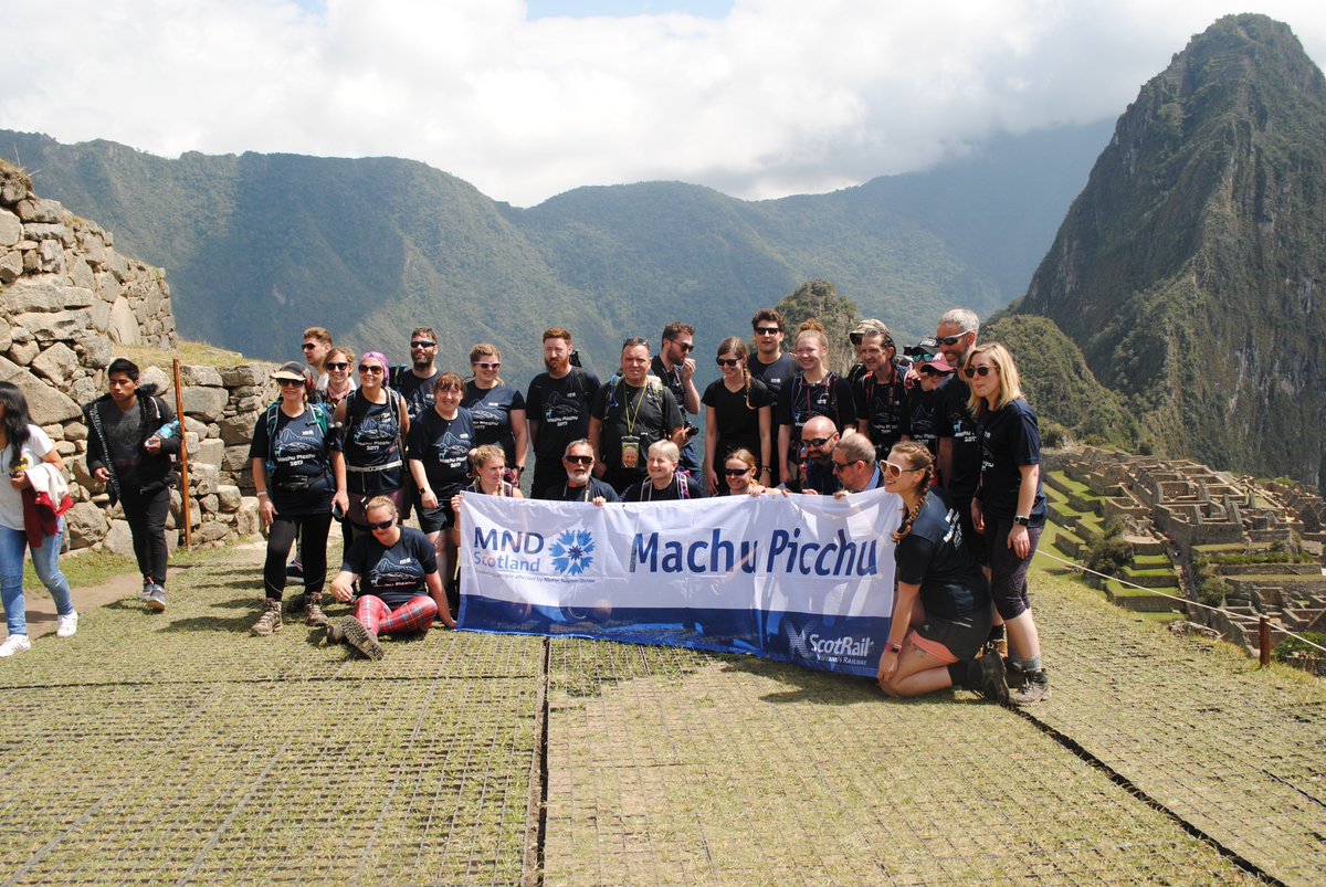 MNDScotland's tweet photo. One year ago today 26 amazing fundraisers finally reached Machu Picchu after 6 arduous days of trekking through the Andes in Peru. 

They raised a MASSIVE £145,400 to help support people affected by #MND in Scotland! 🇵🇪🏔💪🏼👏🏼💙 #MondayMotivation https://t.co/lmqHyakMO7
