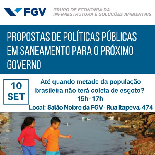 gesner_oliveira's tweet image. Em instantes, começamos um debate sobre as propostas de políticas públicas em saneamento para o próximo governo. Acompanhe ao vivo e envie suas perguntas. O link será disponibilizado dez minutos antes do início do evento. @FGV #saneamento #infrastructuraldevelopment
