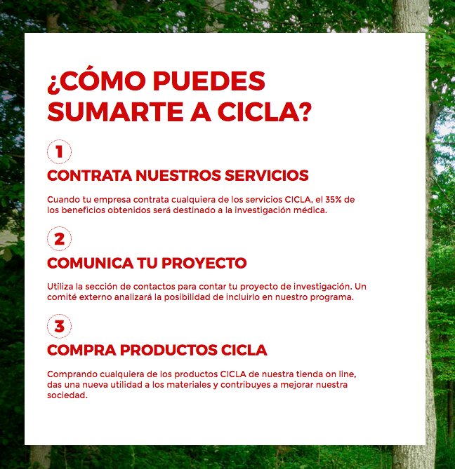 Cicla_TW's tweet photo. ¿Cómo puedes sumarte a CICLA? Cuando contratas cualquiera de nuestros servicios, o compras alguno de los productos de nuestra tienda on-line, te conviertes en parte activa de un proceso. Eres colaborador de nuestra empresa y sus objetivos sociales. https://t.co/Fmk6jlqbMC https://t.co/Ba8IfdHAuY
