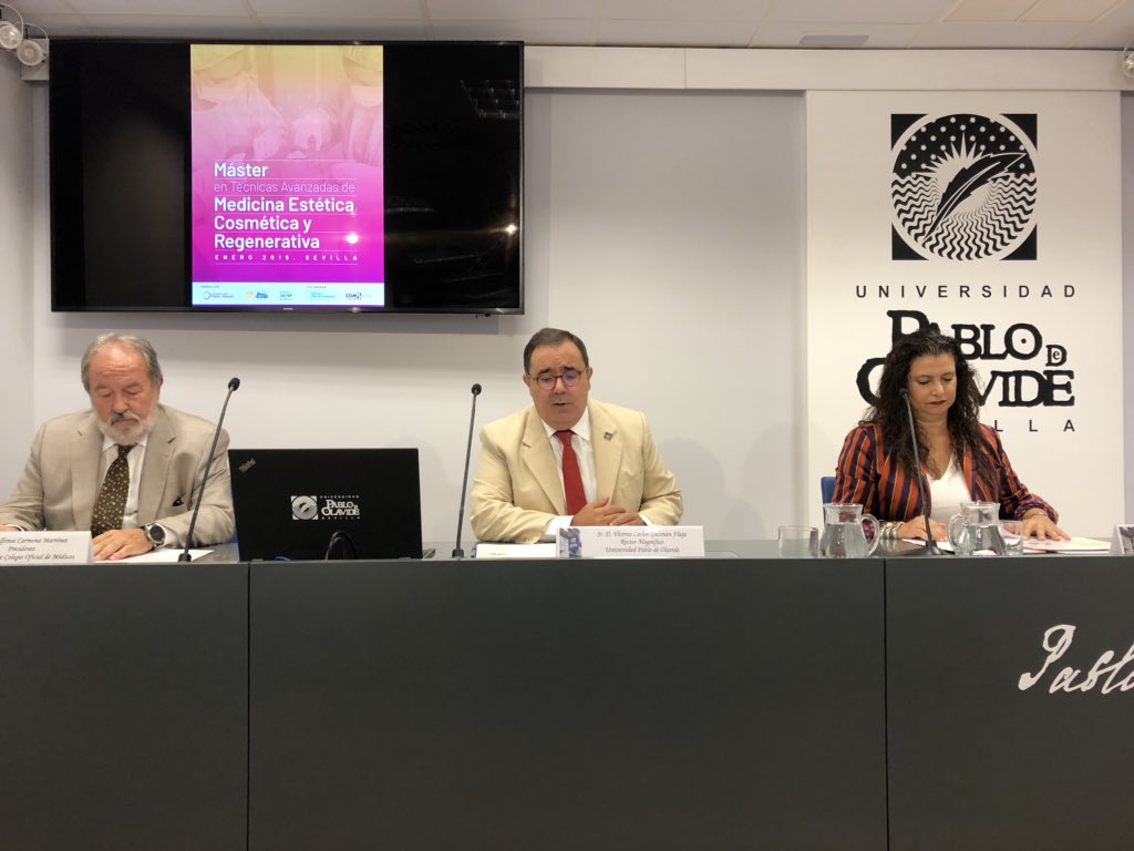 joseM_feria's tweet photo. Hoy en nuestra nueva sede @pablodeolavide en #UPOSevillaCentro presentamos nuestro nuevo #Master en Técnicas Avanzadas en #medicinaestetica #cosmetica y #regenerativa, el primer postgrado de #Andalucia de estas características con el apoyo de @RICOMSevillay y @postgradoUPO 🚀🚀 https://t.co/ydZqsh6Ab6