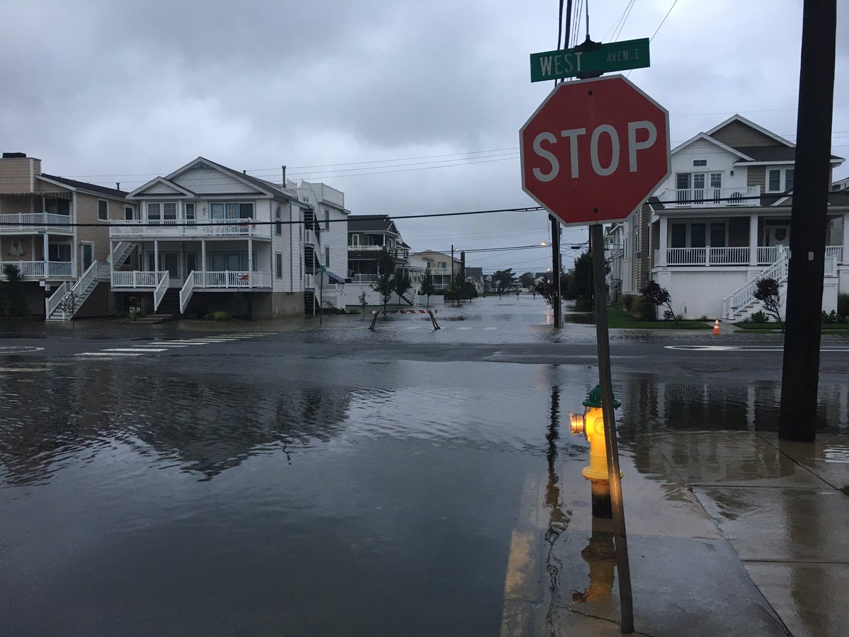JenniJoyceTV's tweet photo. OCNJ: Fix our flooding now! A sign posted on West Ave near 25th street where flooding is once again a problem today.... #tsgordon #florence is next... @FOX29philly https://t.co/C6QYjnnvqa
