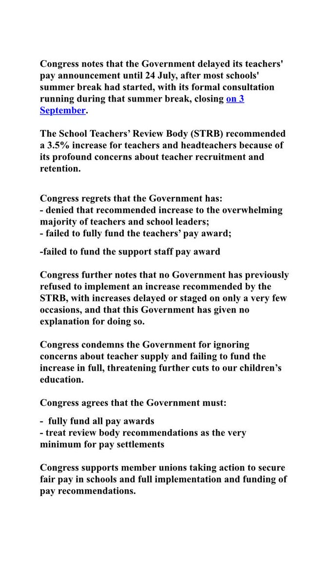 cyclingkev's tweet photo. Good. Emergency motion condemning the Govt for ignoring the STRB & not funding pay rises has been accepted for debate at TUC.
To be moved by @NEUnion, seconded by @NASUWT & supported by @NAHTnews
#TellDamian #FullyFund #FullyImplement the STRB report https://t.co/qTFaWBc584