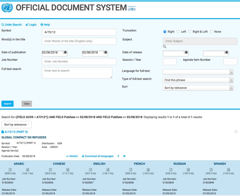 ICVA_Displaced's tweet image. The #RefugeeCompact is now online on ODS as an annex to the High Commissioner's Report to UNGA: bit.ly/2qIICmW This means the #GCR is now available in all 6 official UN languages #NYDeclaration #CRRF