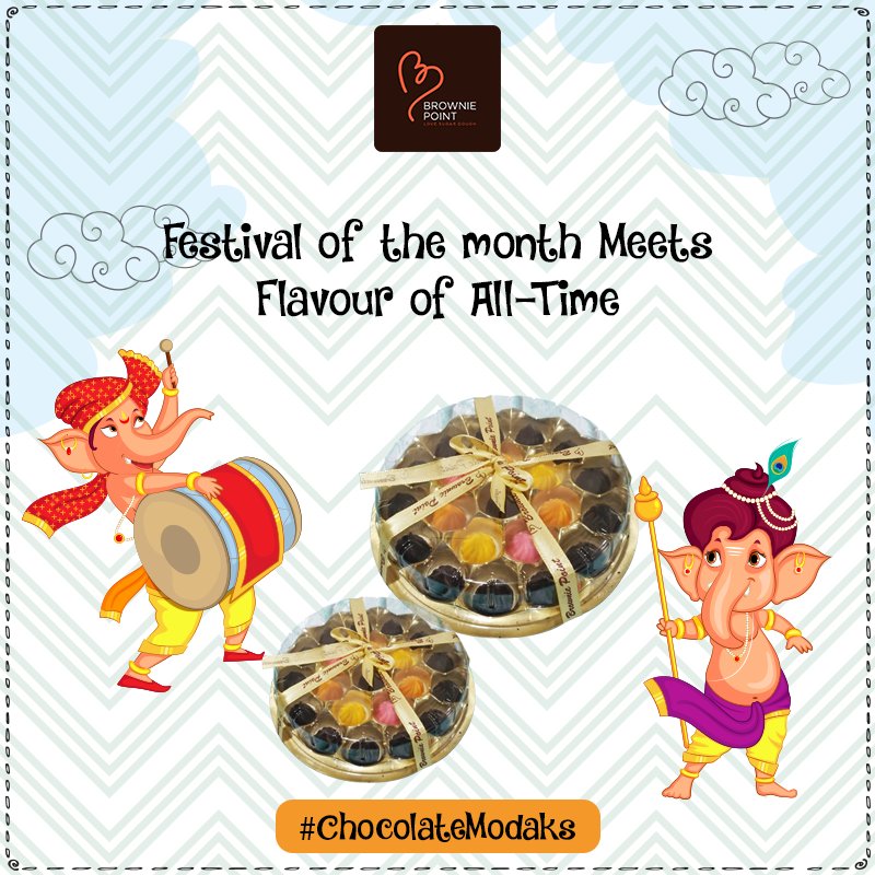BrowniePtIndia's tweet image. In this season of festivity, celebrate the occasion with Chocolate Modaks from BrowniePoint. 
#ChocolateModaks #Food #Festival #Family #Friends #Fun